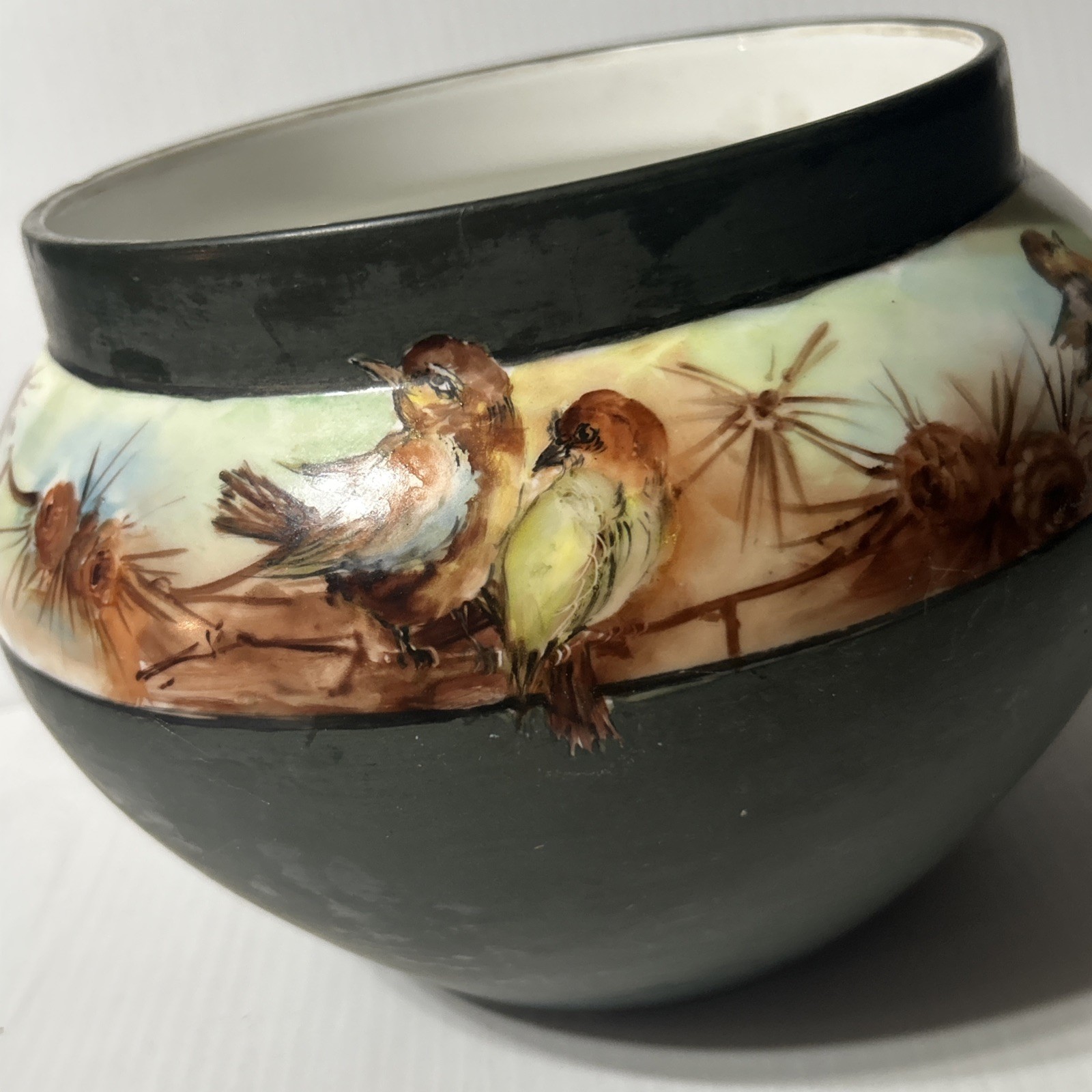 Antique T&V Limoges France Bird Pinecone Jardiniere Cachepot Planter As Is