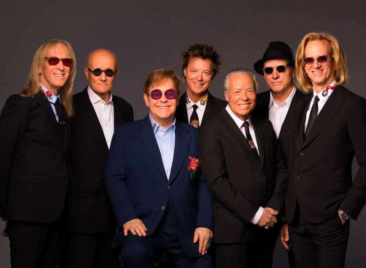 Elton John With Band Members 8x10 Glossy Photo Elton John With Band Members 8x10 Glossy Photo