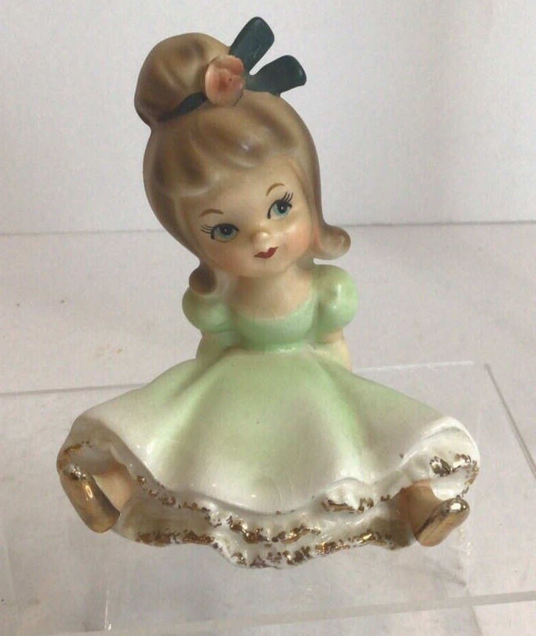 Vintage Napco Bloomer Girl In Green Dress Figurine C6730 Vintage Napco Bloomer Girl In Green Dress Figurine C6730