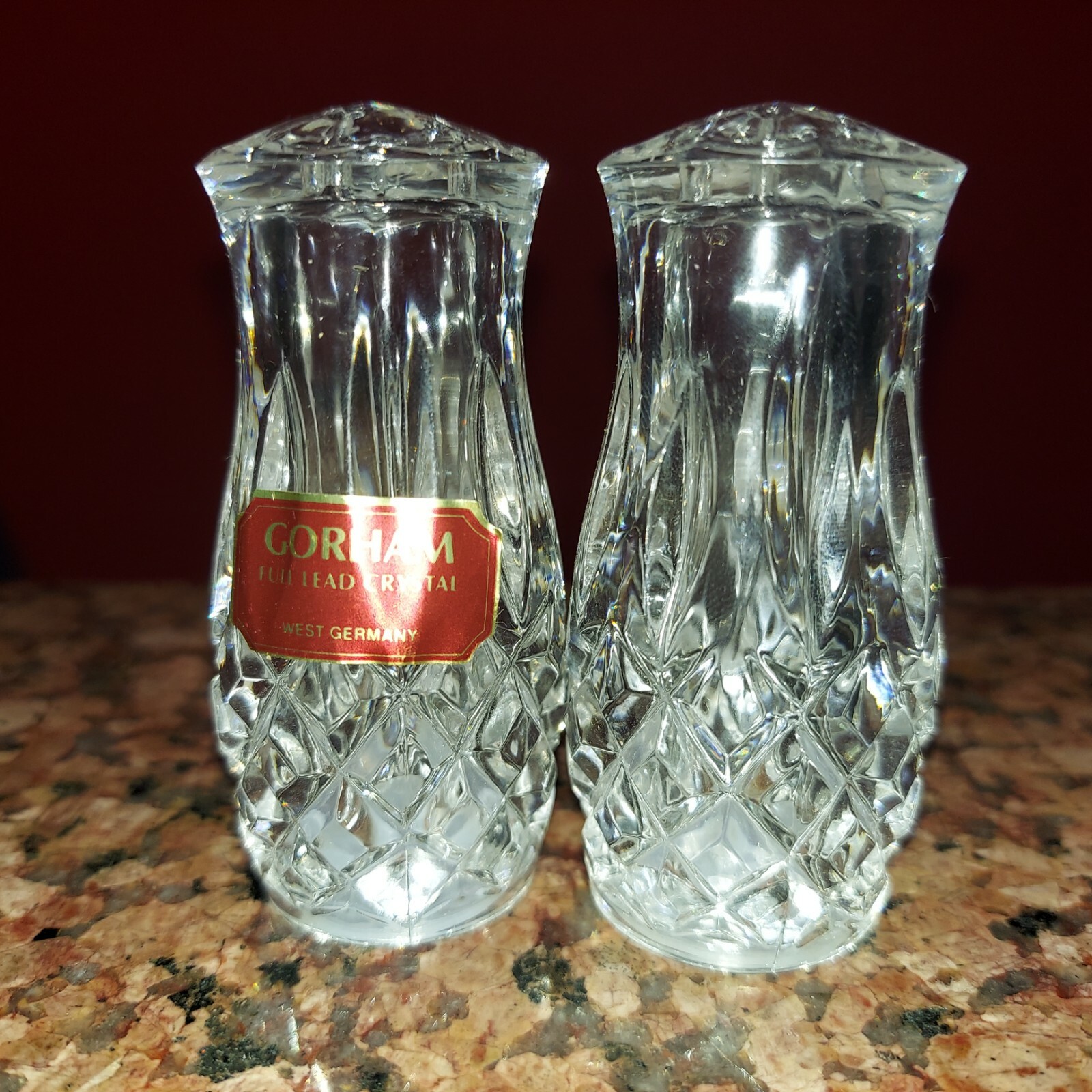 Gorham Crystal KING EDWARD Stoppered Shaker Set - Salt & Pepper - Germany - 3\ Gorham Crystal KING EDWARD Stoppered Shaker Set - Salt & Pepper - Germany - 3\