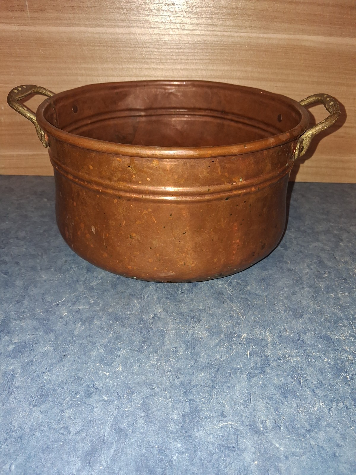 Vntg Copper Pot Turkish Hand Hammered Hand Forged DoveTail Solid Rustic 9\