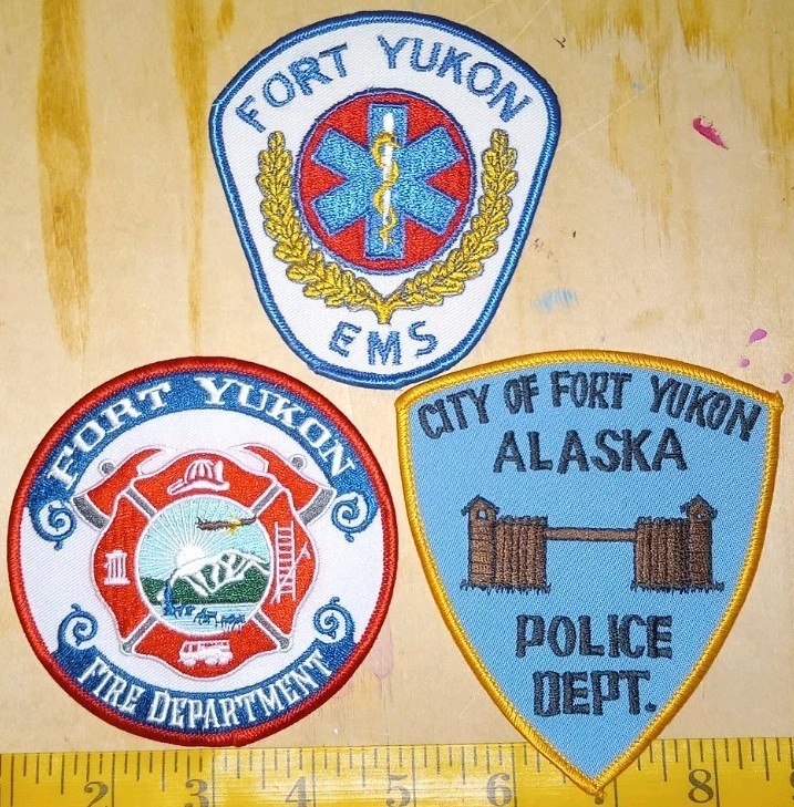 Patch ~ ALASKA AK FORT FT YUKON POLICE FIRE DEPARTMENT EMS SET/3 OLD REAL THING