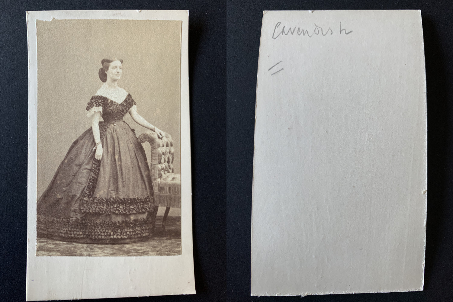 Disdéri, Paris, Ada Cavendish Vintage Albumen Print CDV. Disdéri Archives - Background