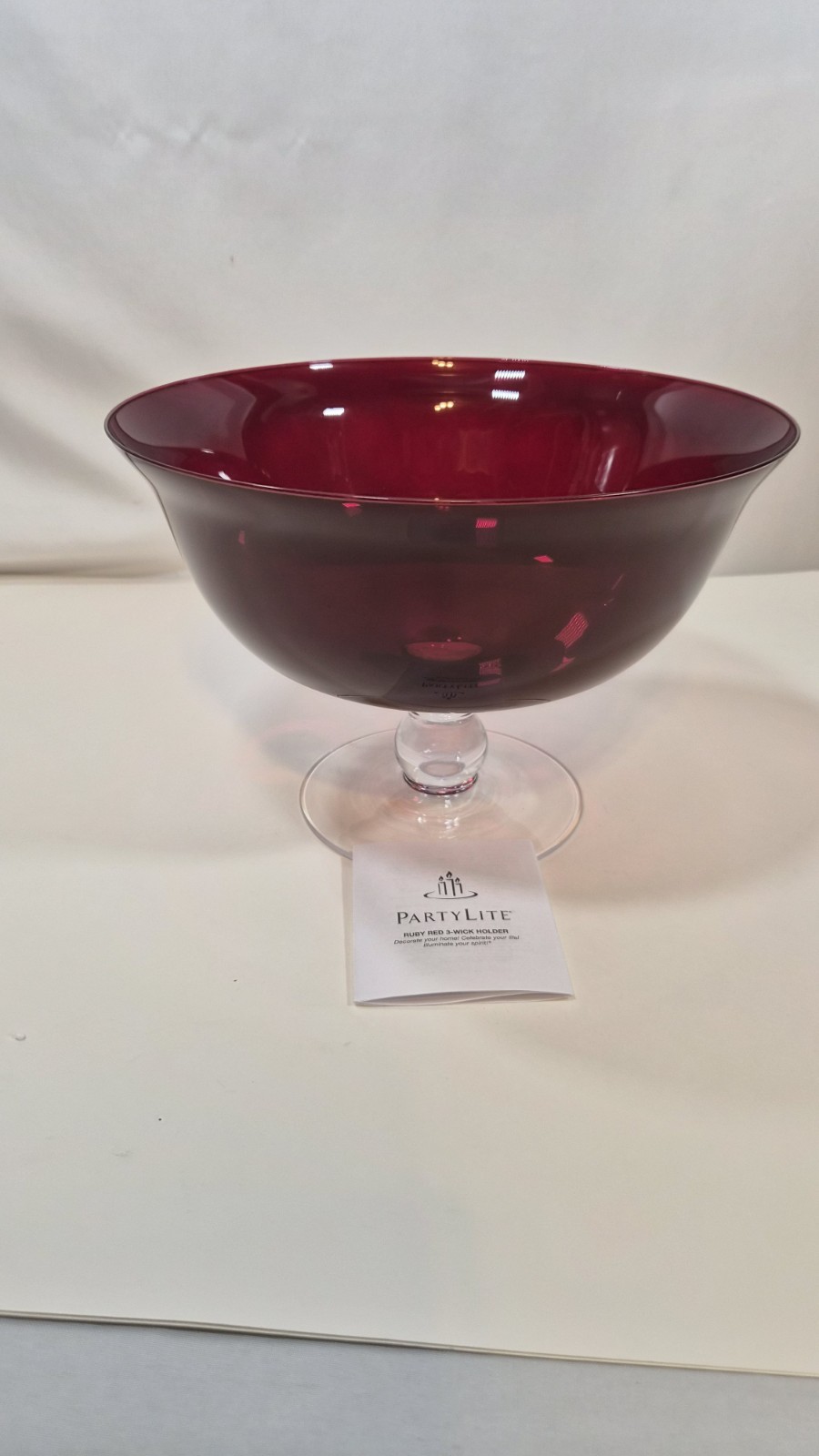 Party Lite - Ruby Red 3 Wick Candle Holder (P9897) - Open Box - Great Condition Party Lite - Ruby Red 3 Wick Candle Holder (P9897) - Open Box - Great Condition
