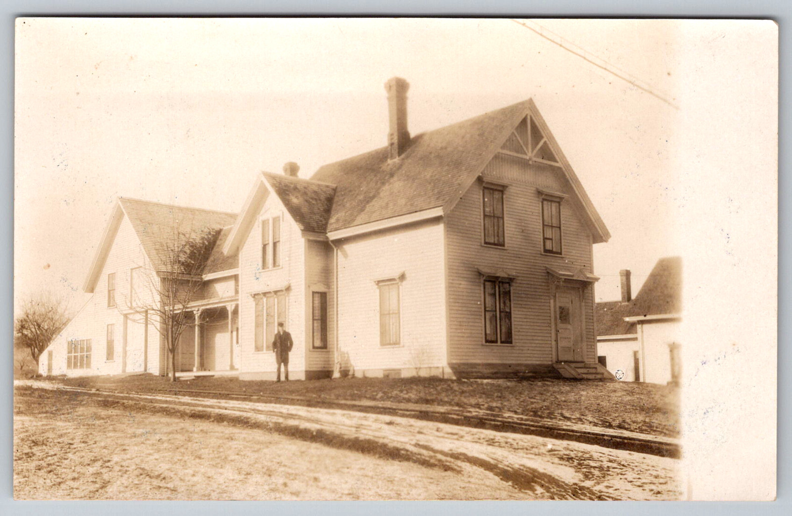 RPPC c1910s New England Connecticut Farmhouse Attached Barn Postcard RPPC c1910s New England Connecticut Farmhouse Attached Barn Postcard