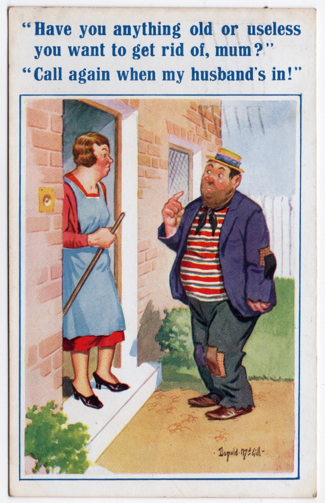 Antique 1936 Comic Husband Joke Postcard \
