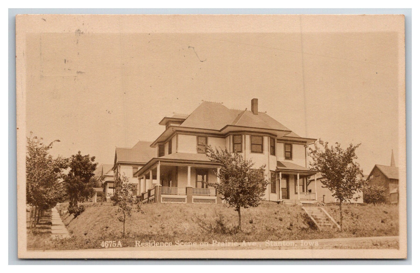 RPPC ~ Praire ave historic home house Street view STANTON IOWA