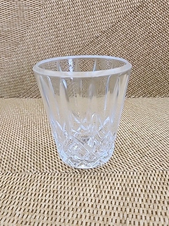 Vintage Circa Lead Crystal Clear Candle Holder With Faceted Base & Edge