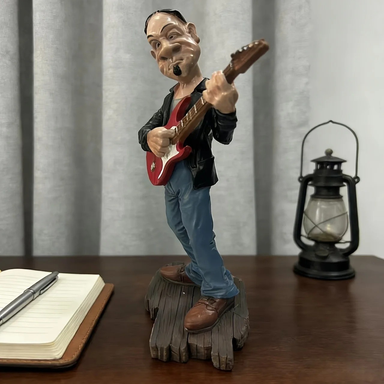 Whimsical Guitarist Statue Hand-Painted Resin Musician Figurine Decor Whimsical Guitarist Statue Hand-Painted Resin Musician Figurine Decor