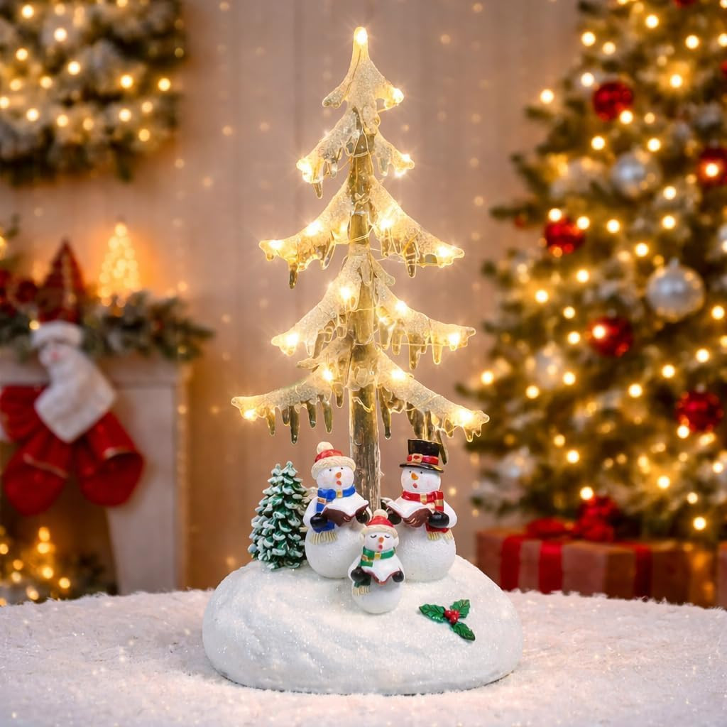 Acrylic LED Lighted Icicle Tree 13 Inch Battery Operated Christmas Village Decor Acrylic LED Lighted Icicle Tree 13 Inch Battery Operated Christmas Village Decor