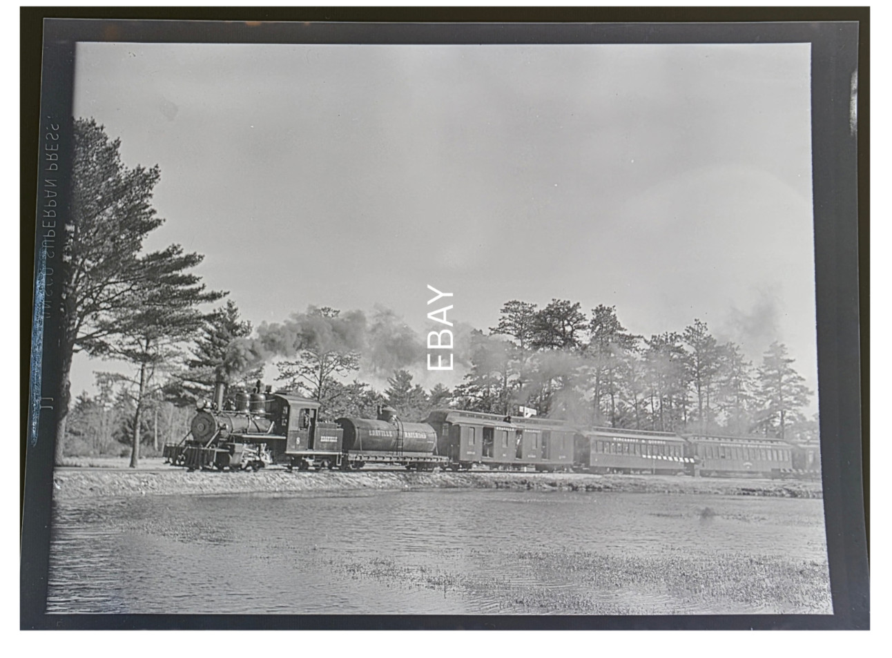 5/2/48 Edaville RR At Crossing Locomotive #8 Carver, MA Photo Negative 5/2/48 Edaville RR At Crossing Locomotive #8 Carver, MA Photo Negative