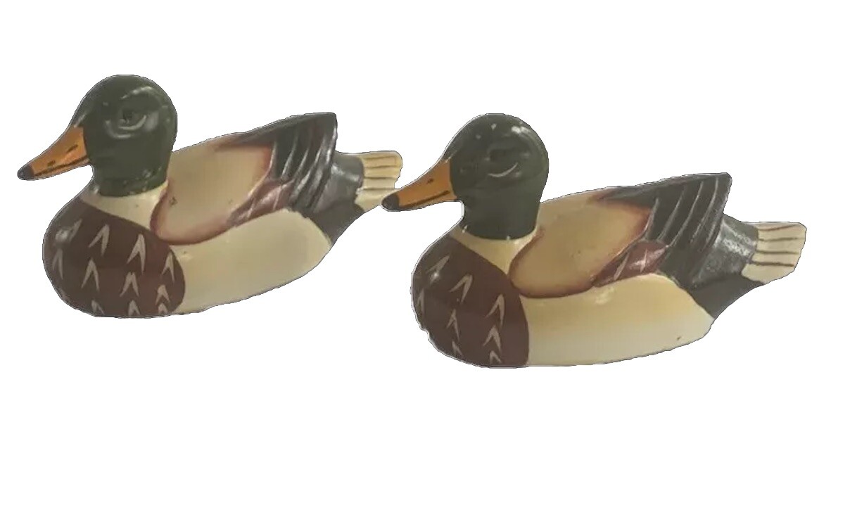 VTG Pair Ceramic Porcelain Mallard Duck Figurine Decoy Lake Cabin Home Decor 5” VTG Pair Ceramic Porcelain Mallard Duck Figurine Decoy Lake Cabin Home Decor 5”