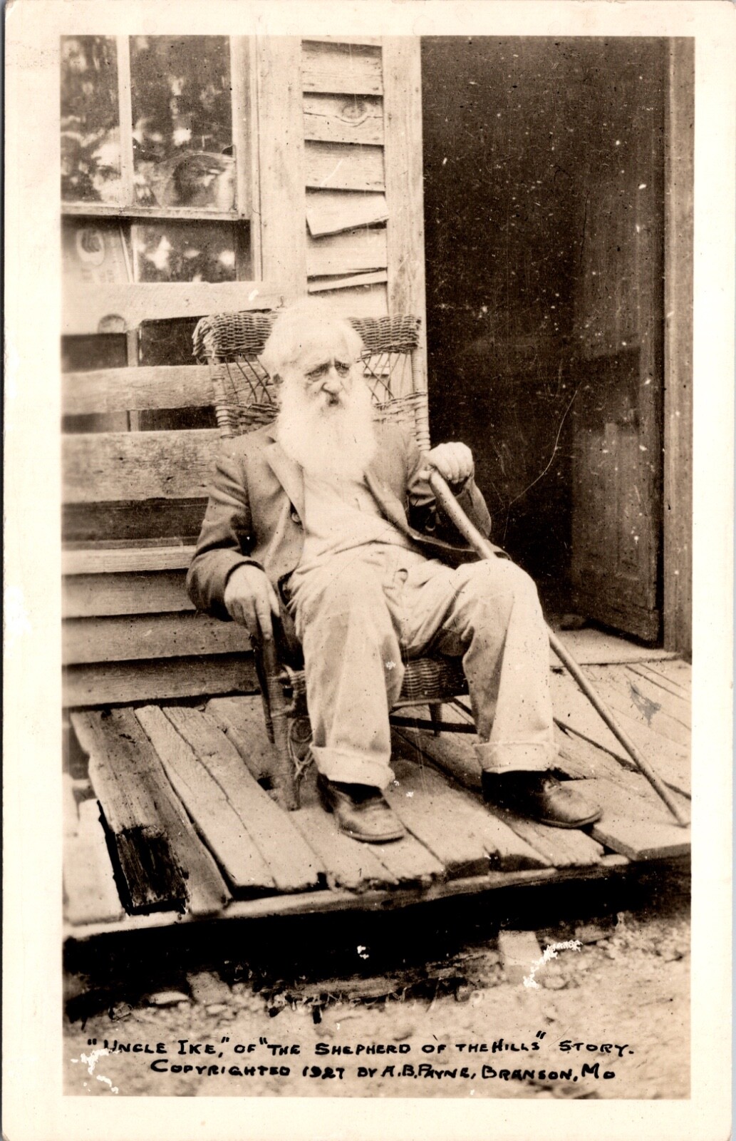 Real Photo Postcard Uncle Ike of The Shepherd of the Hills in Notch, Missouri