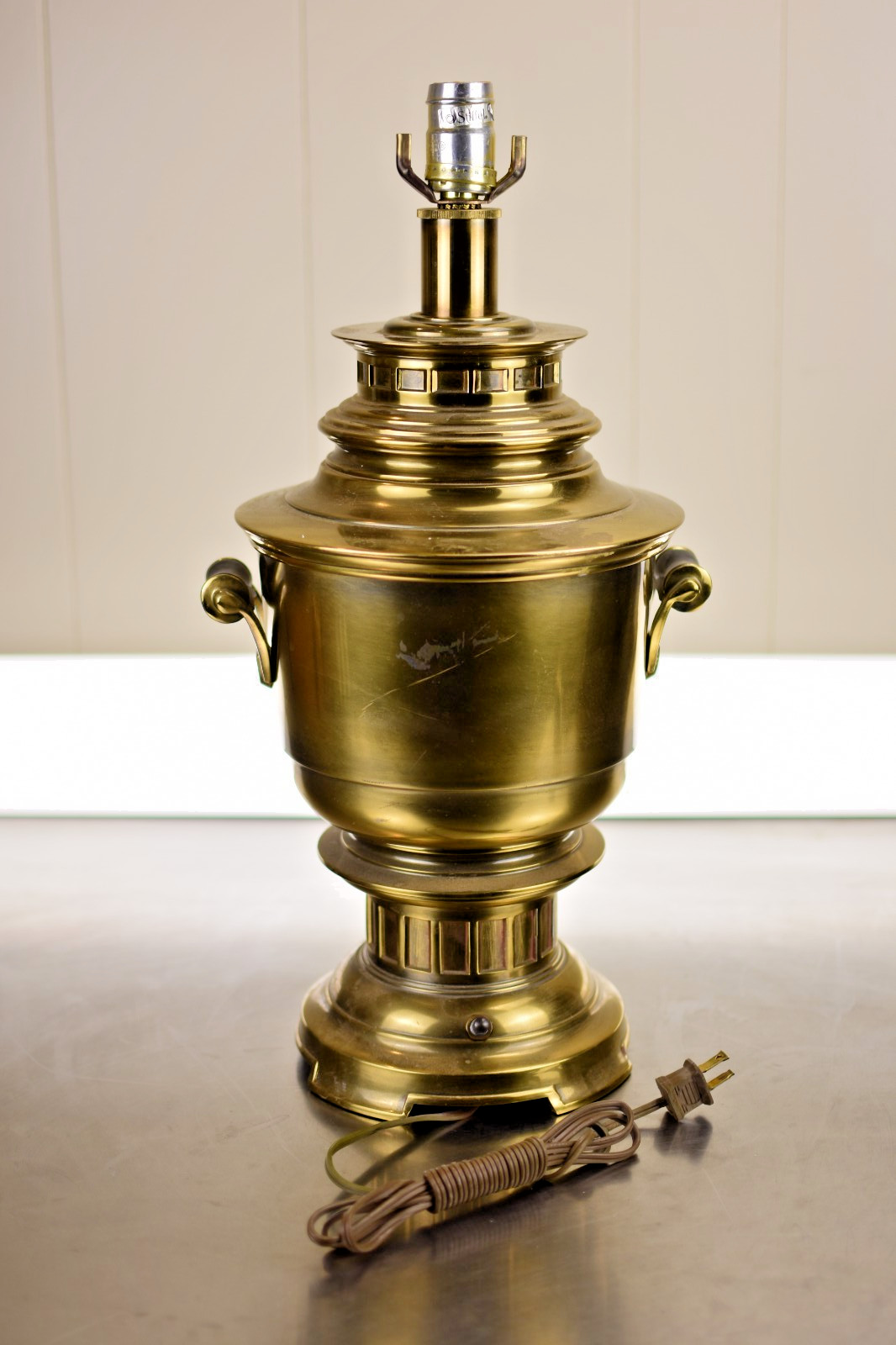 Antique early 20th century Russian brass samovar lamp with excellent quality and