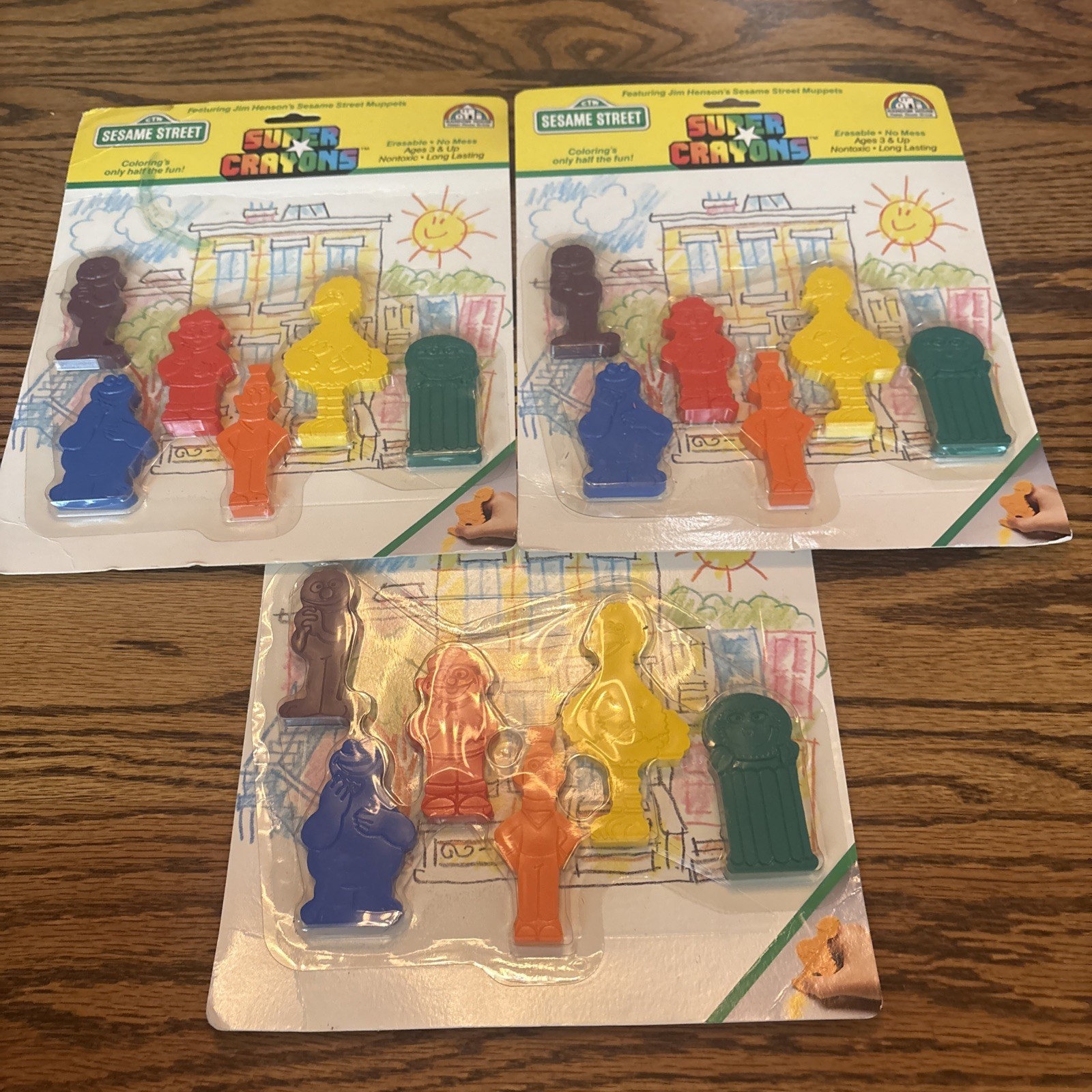 3 pkgs Sesame St Vintage 1988 Super Crayons Character-Shaped Random House NEW 3 pkgs Sesame St Vintage 1988 Super Crayons Character-Shaped Random House NEW