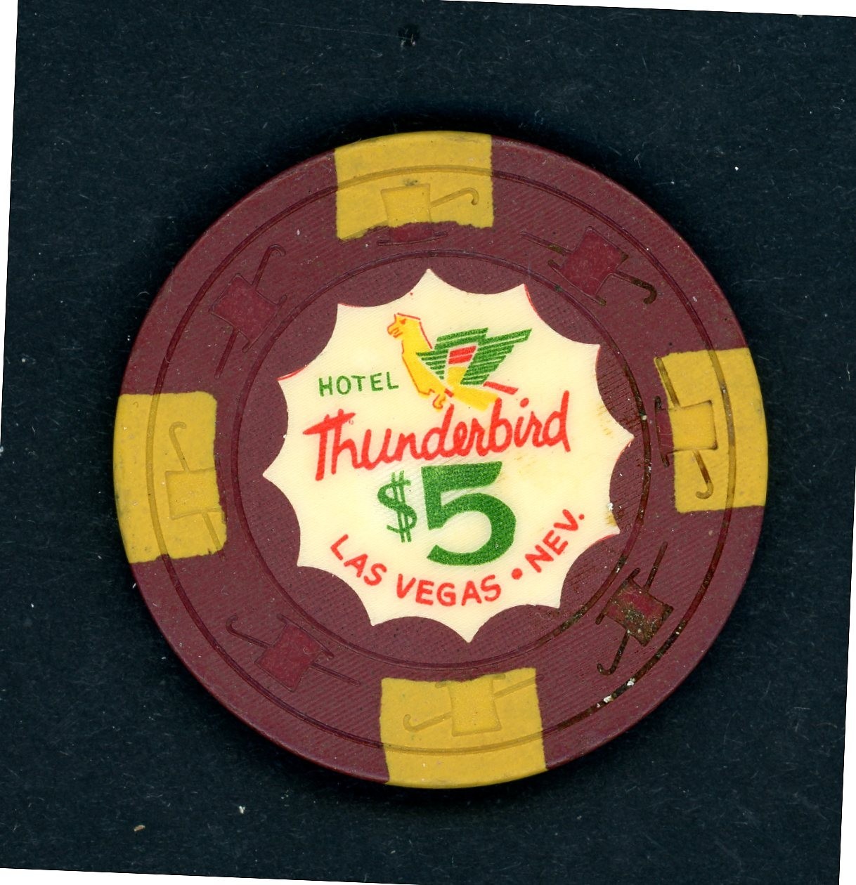 Vintage $5.00 Thunderbird Las Vegas, Nevada Casino Chip