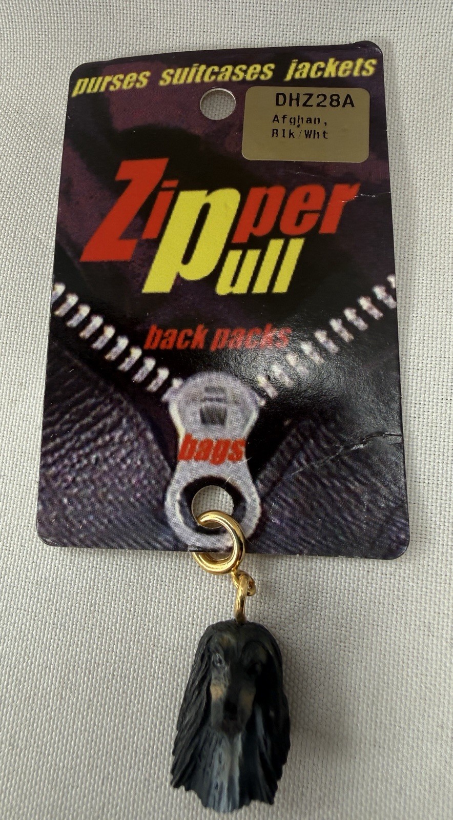 Conversation Concepts Black and White Afghan Hound Dog Head Zipper Pull - DHZ28A