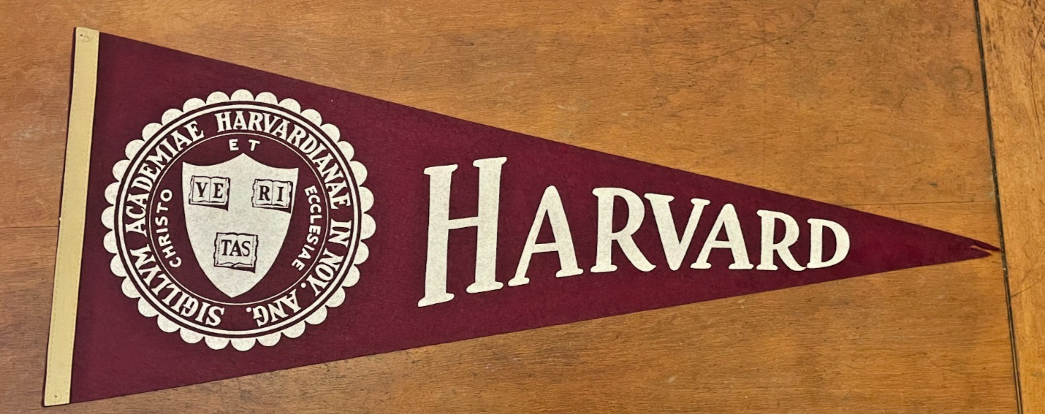 Vintage HARVARD UNIVERSITY Pennant Ivy League Red Felt Stitching Antique 29 1/2 Vintage HARVARD UNIVERSITY Pennant Ivy League Red Felt Stitching Antique 29 1/2