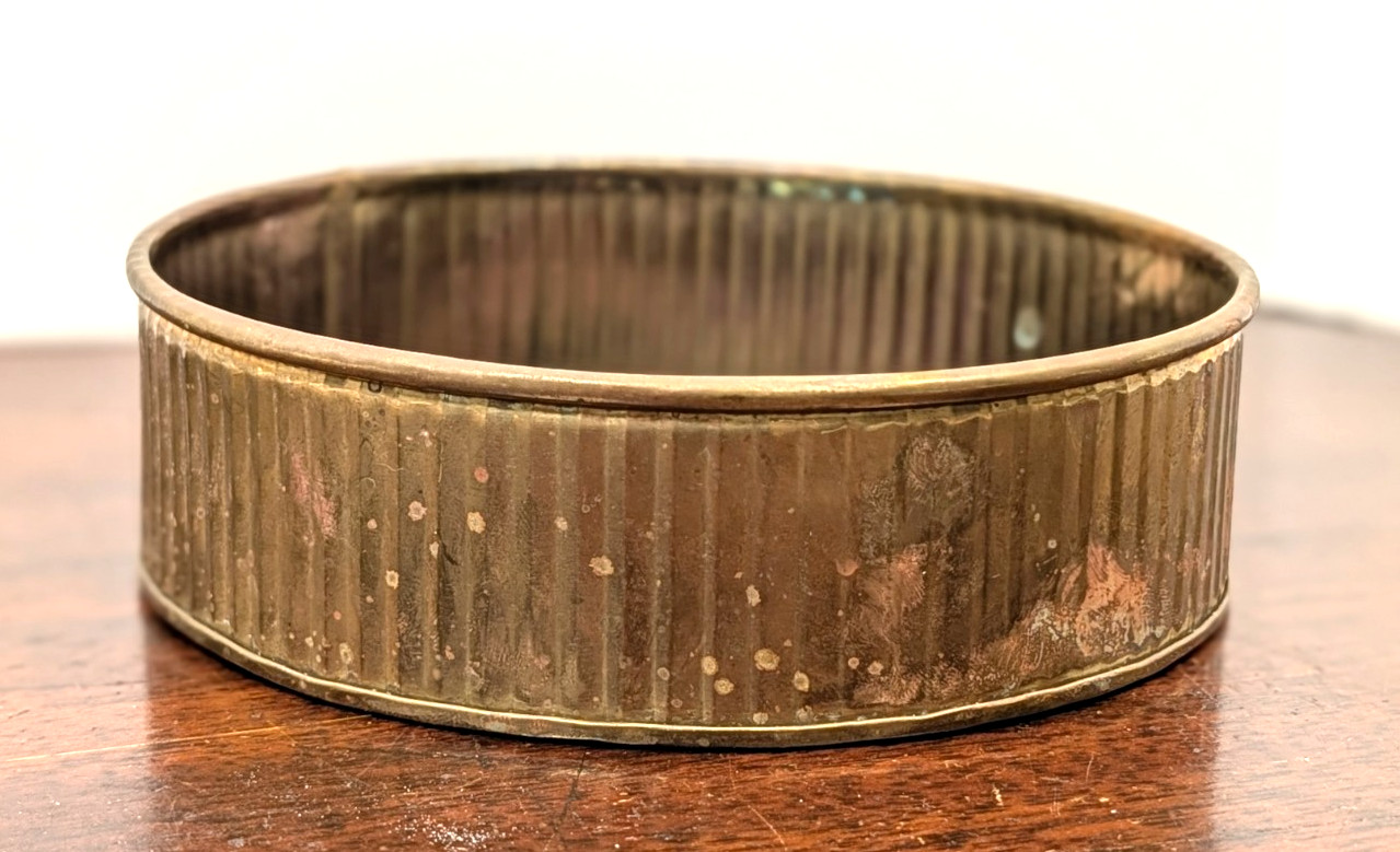 Vintage PWF Solid Brass Round Planter Ribbed Bowl Made in India Boho Decor