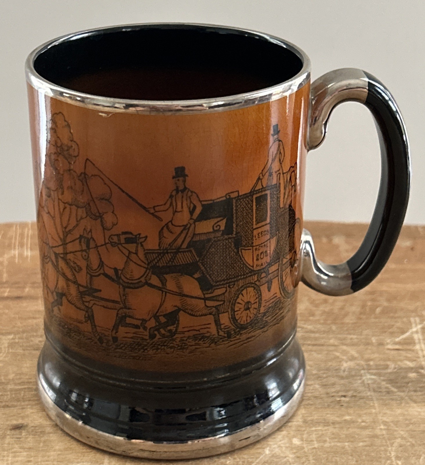Vintage Arthur Wood Tankard Ye Olde Coaching & Hunting Days Horses Dogs England Vintage Arthur Wood Tankard Ye Olde Coaching & Hunting Days Horses Dogs England