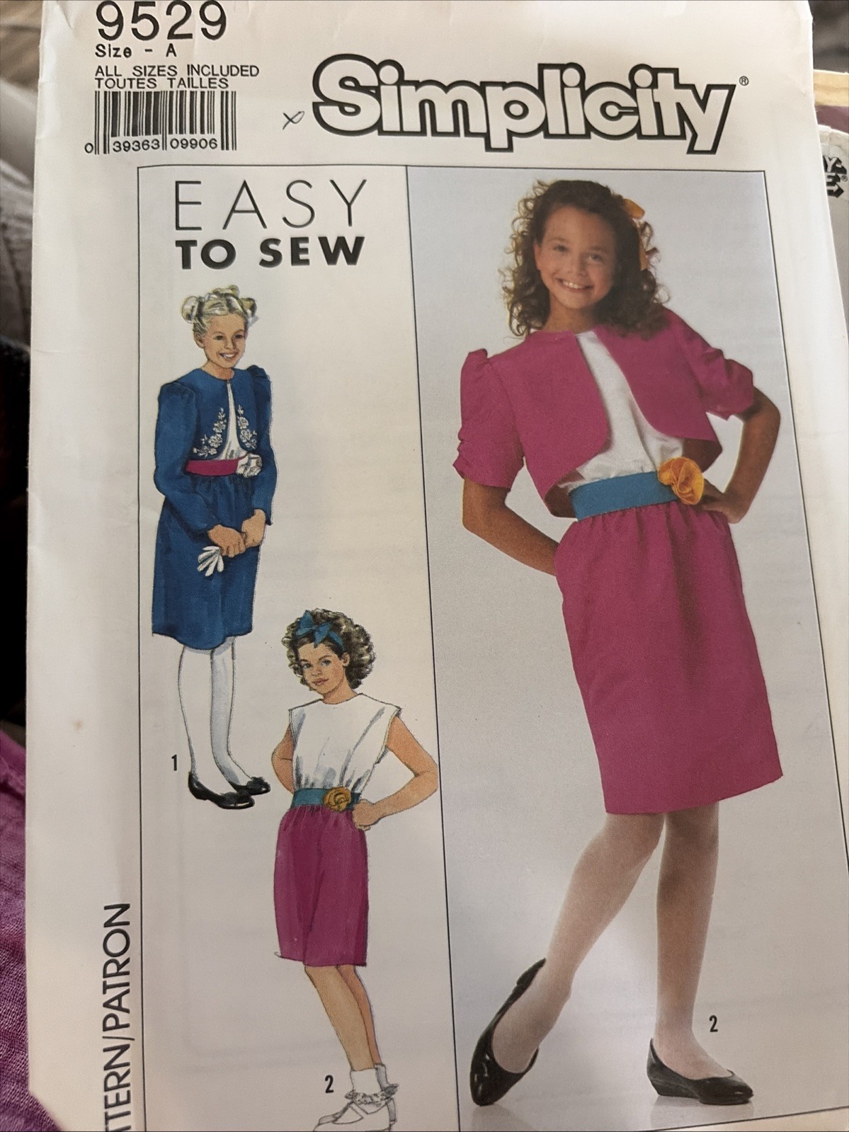 Vintage 1989 Girls Dress Sewing Pattern 9529 Size 7-14 Uncut
