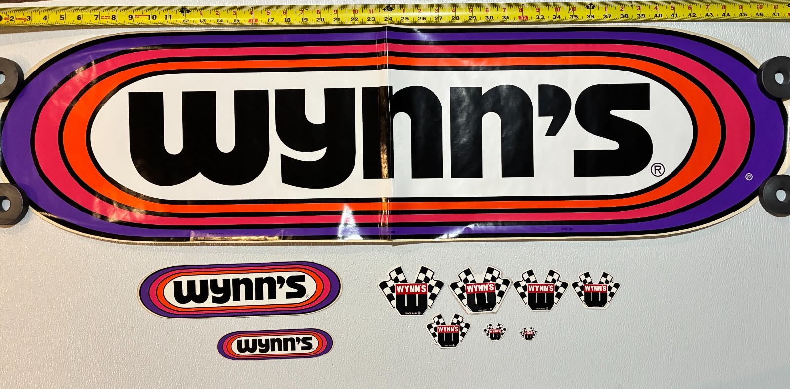1969 Original Very Rare 4 Ft.x 12 1/2 in. and 12 in. long Wynn Stickers + more. 1969 Original Very Rare 4 Ft.x 12 1/2 in. and 12 in. long Wynn Stickers + more.