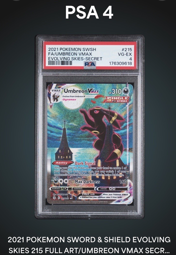 PSA 4 2021 Pokémon SWSH Evolving Skies Umbreon VMAX #215 Secret Rare