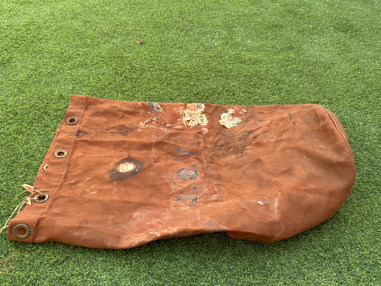 Unique Large WW2 Era Military Canvas Bag, very unusual colour,design & markings Unique Large WW2 Era Military Canvas Bag, very unusual colour,design & markings
