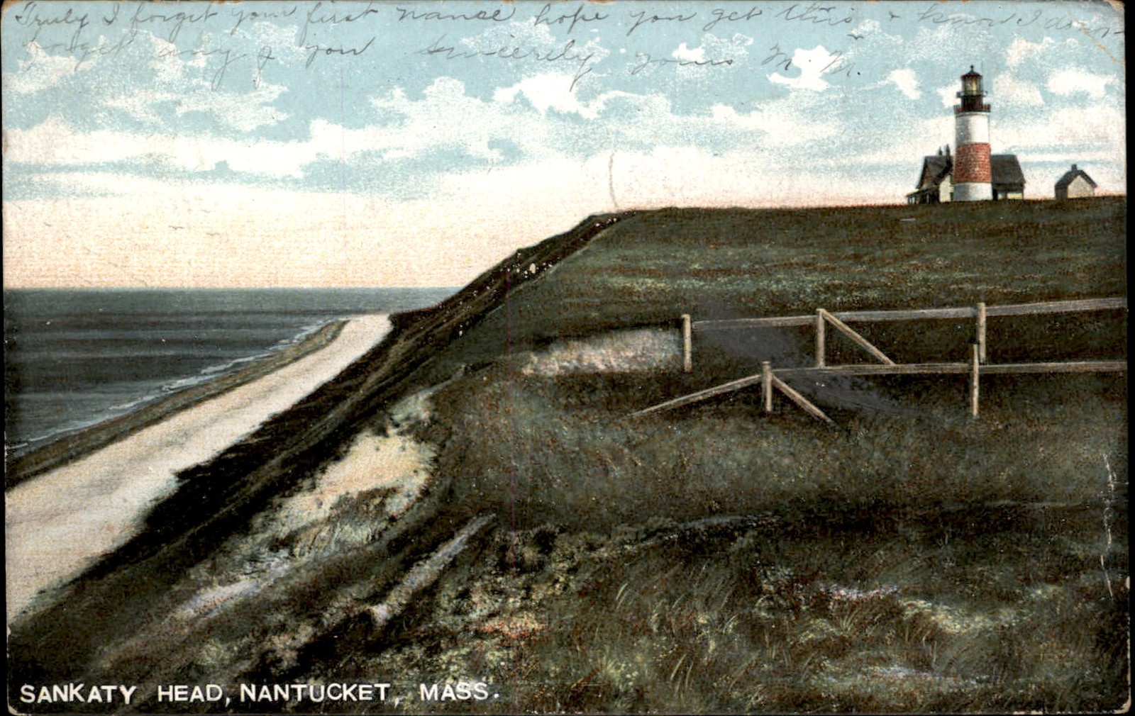 Sankaty Head Massachusetts MA Lighthouse c1900s-10s Vintage Postcard