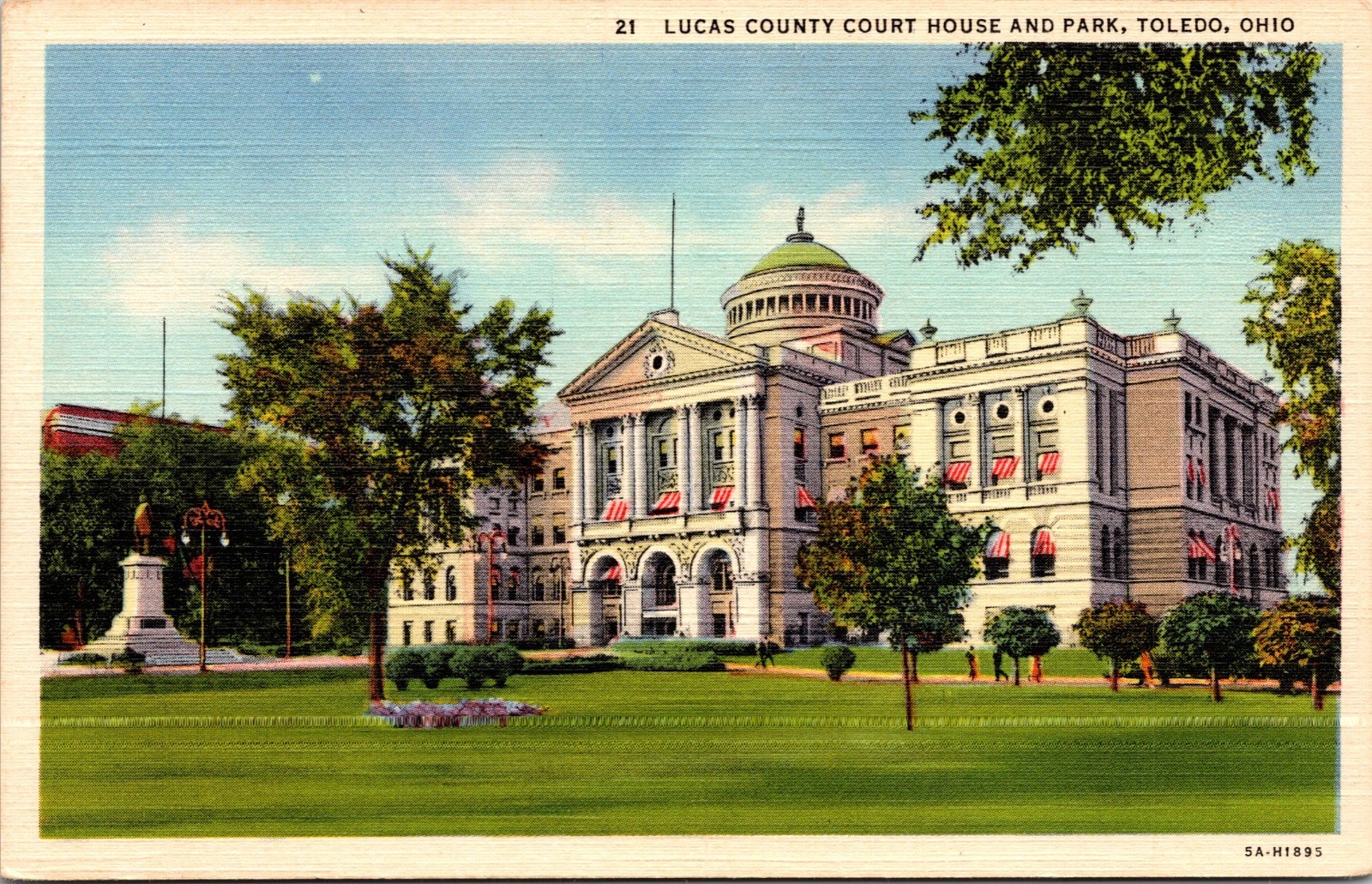 Lucas County Court House and Park Toledo Ohio Linen Postcard 21 Vintage Lucas County Court House and Park Toledo Ohio Linen Postcard 21 Vintage