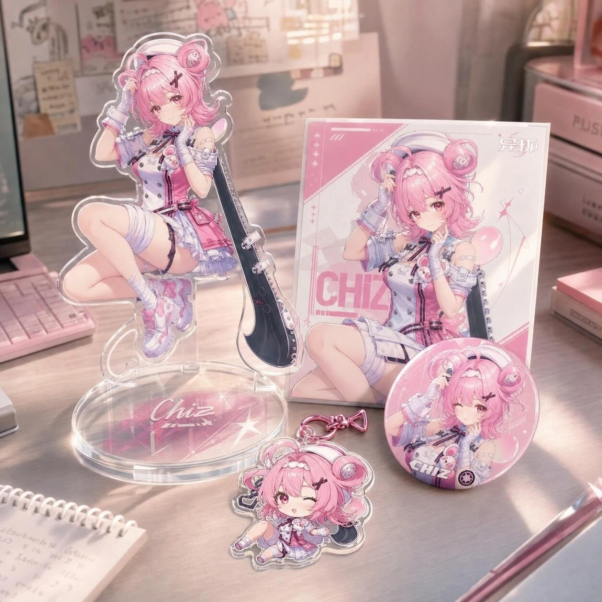 4Pc/set Hot Game Neverness To Everness Chiz ちぃちゃん Acrylic Standee Keychain Badge