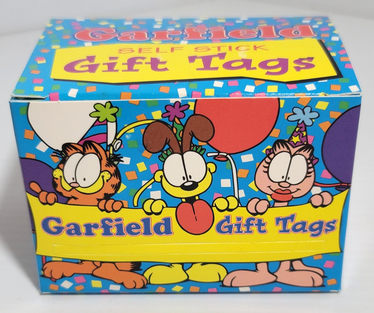 GARFIELD Gift Tags VINTAGE Self Stick All Occasion Gift Tags Roll NEW 80+ qty
