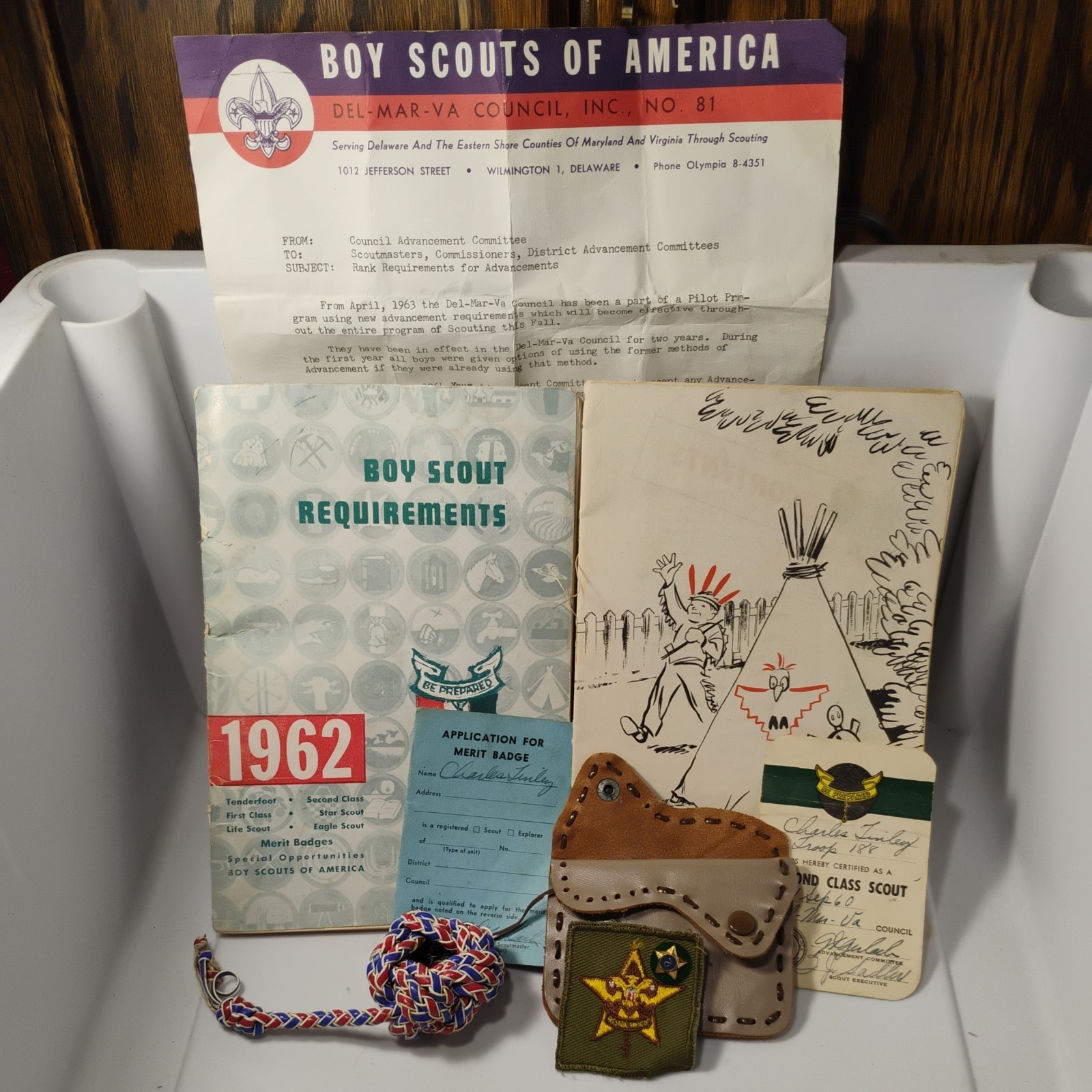 Vtg. 1962 Boy Scout Memorabilia Lot Del-Mar-Va Council Requirements & Ephemera