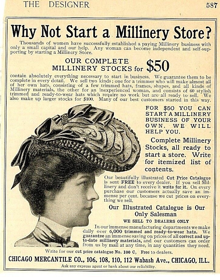 Vintage Ad Print Chicago Mercantile Co. Hat Maker, 1903 6.25 x 5 Vintage Ad Print Chicago Mercantile Co. Hat Maker, 1903 6.25 x 5