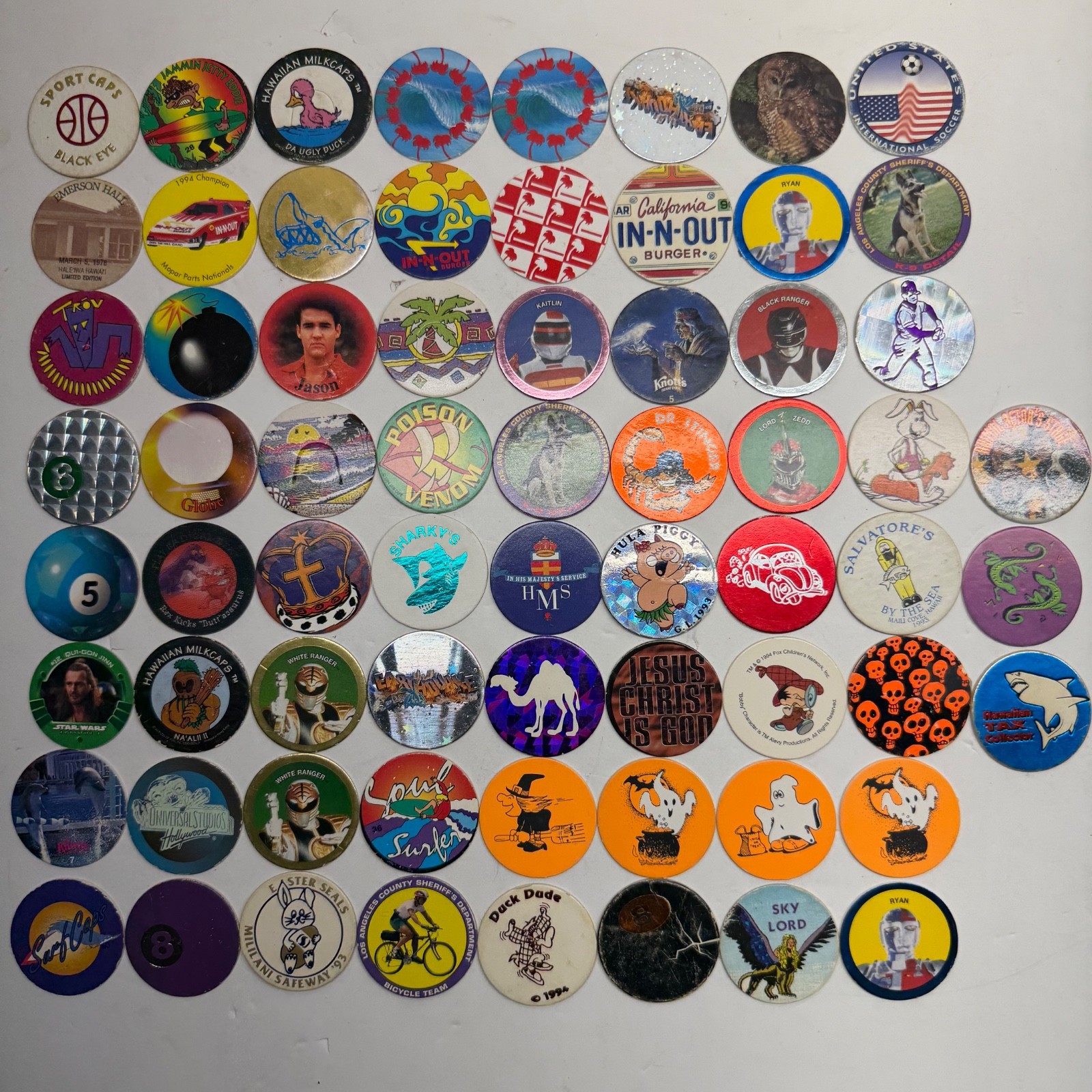 Vintage 1990s POG Lot 67 POGs Slammers Milk Caps Circle Collectibles - ALL SHOWN Vintage 1990s POG Lot 67 POGs Slammers Milk Caps Circle Collectibles - ALL SHOWN