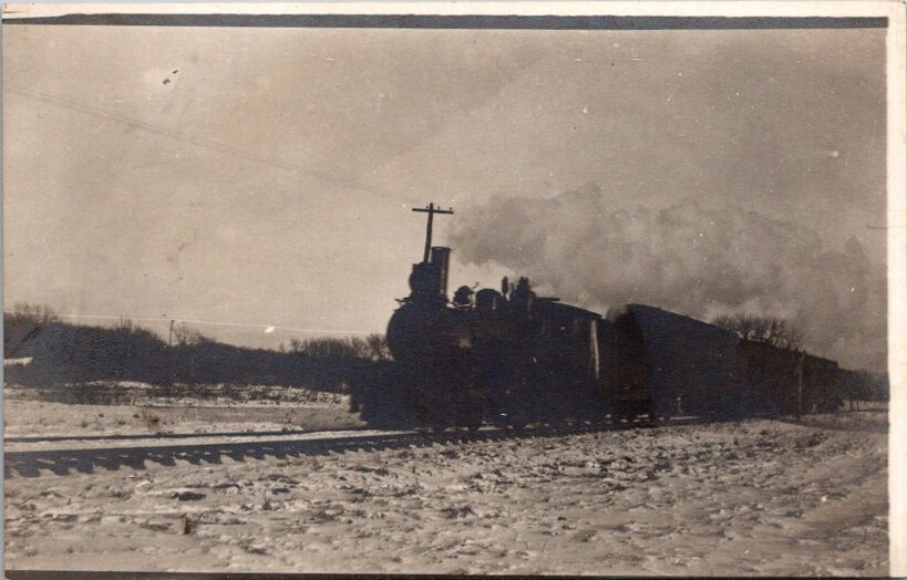 RPPC Postcard View of Train Steam Locomotive on Tracks c. 1905-1920        12473