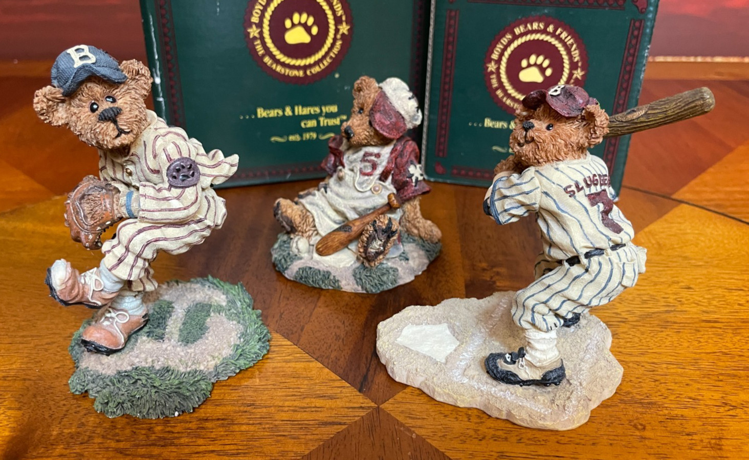 LOT of 3 Boyds Bears BASEBALL  Figures (2 boxes)