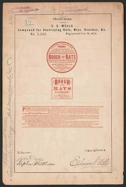 Photo:E S Wells 1875 Rough on Rats Poison Trade Mark Label Print