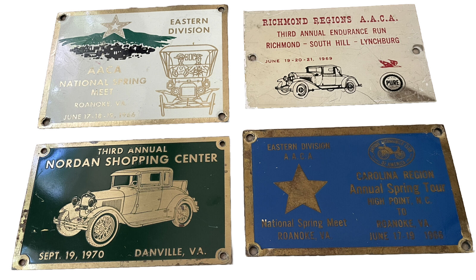 Antique Automobile Club Of America Plaques, Danville, Roanoke, Richmond, Va.