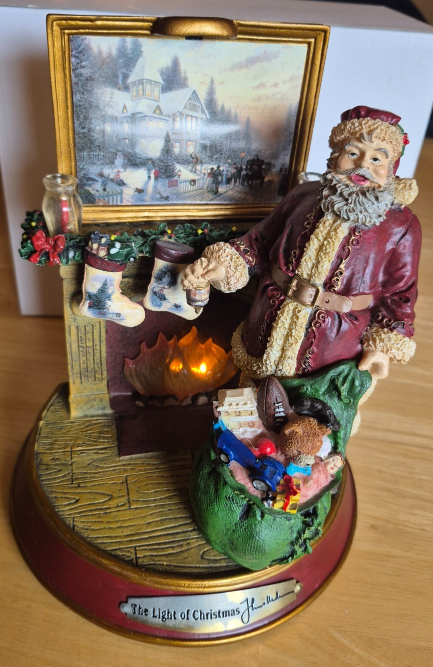 Bradford Editions Thomas Kinkade Light of Christmas Lighted Santa Figurine 2003