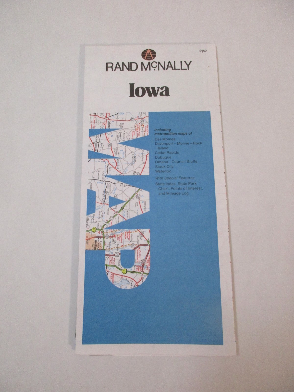 Rand McNally Iowa State Highway Travel Road Map~HrcRM
