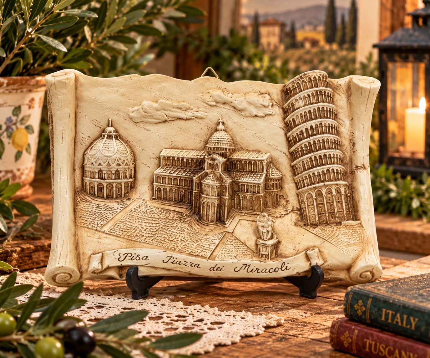 Vintage Style Pisa Italy 3D Relief Wall Plaque Square of Miracles