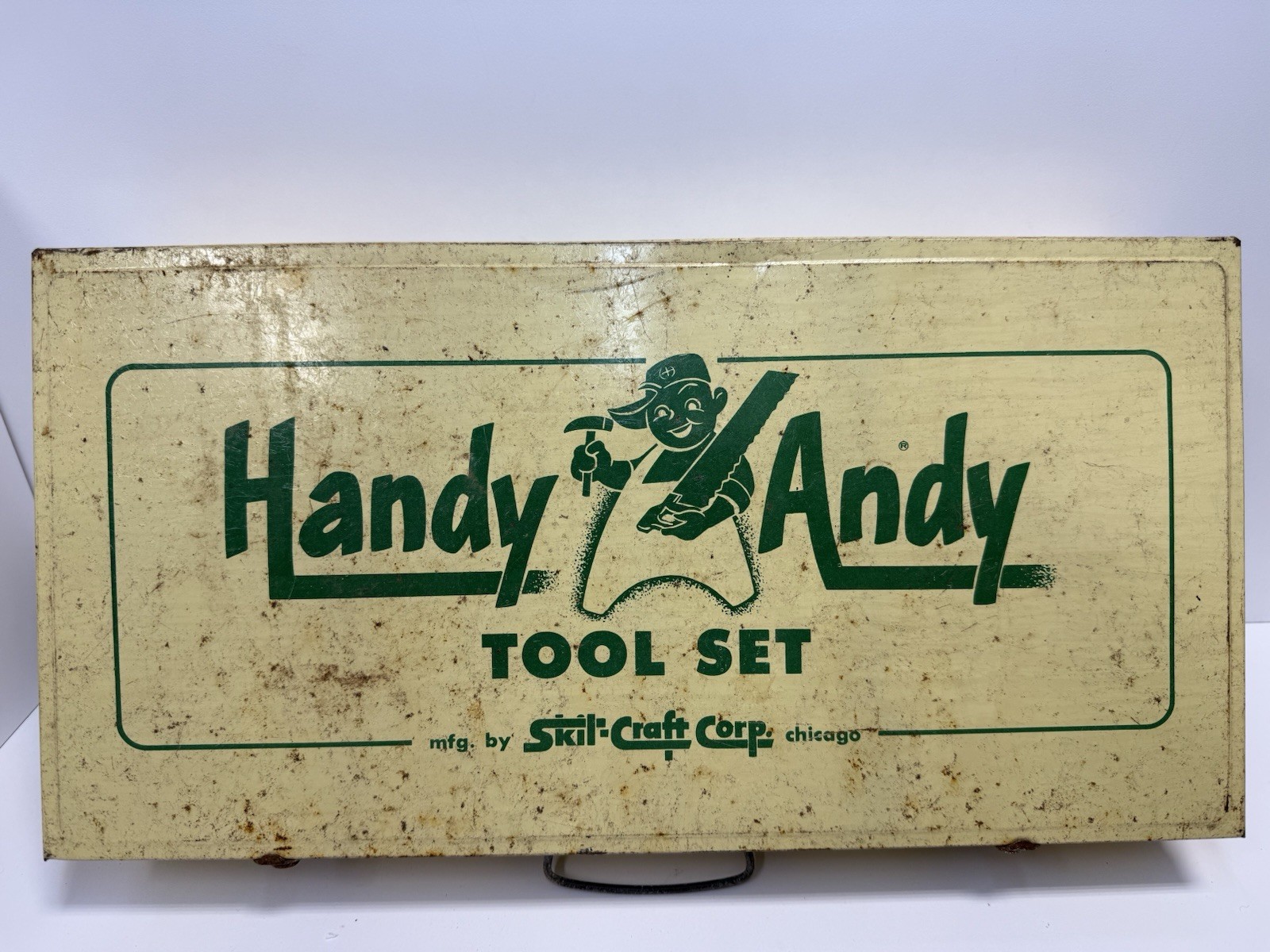 Vintage Handy Andy Tool Set Tin Toolbox/Tools Skil-Craft Chicago Tool Box USA