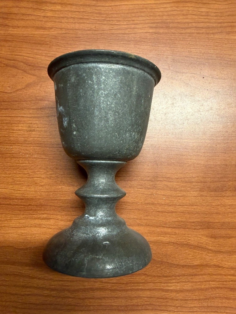 Vintage Duratale Pewter Goblet Chalice Cup Signed Wine Communion Metal Barware