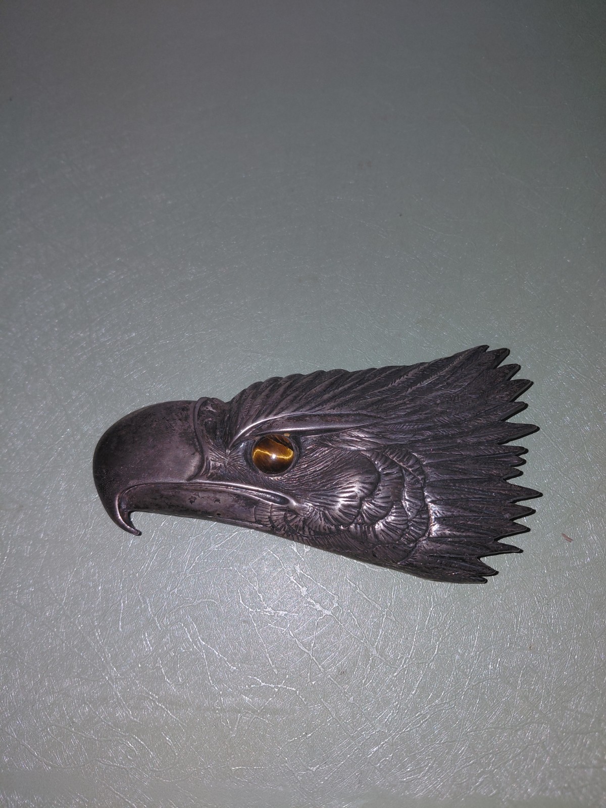 AMERICAN BALD EAGLE 1970s Pewter Belt Buckle W/ Tigers Eye AMERICAN BALD EAGLE 1970s Pewter Belt Buckle W/ Tigers Eye