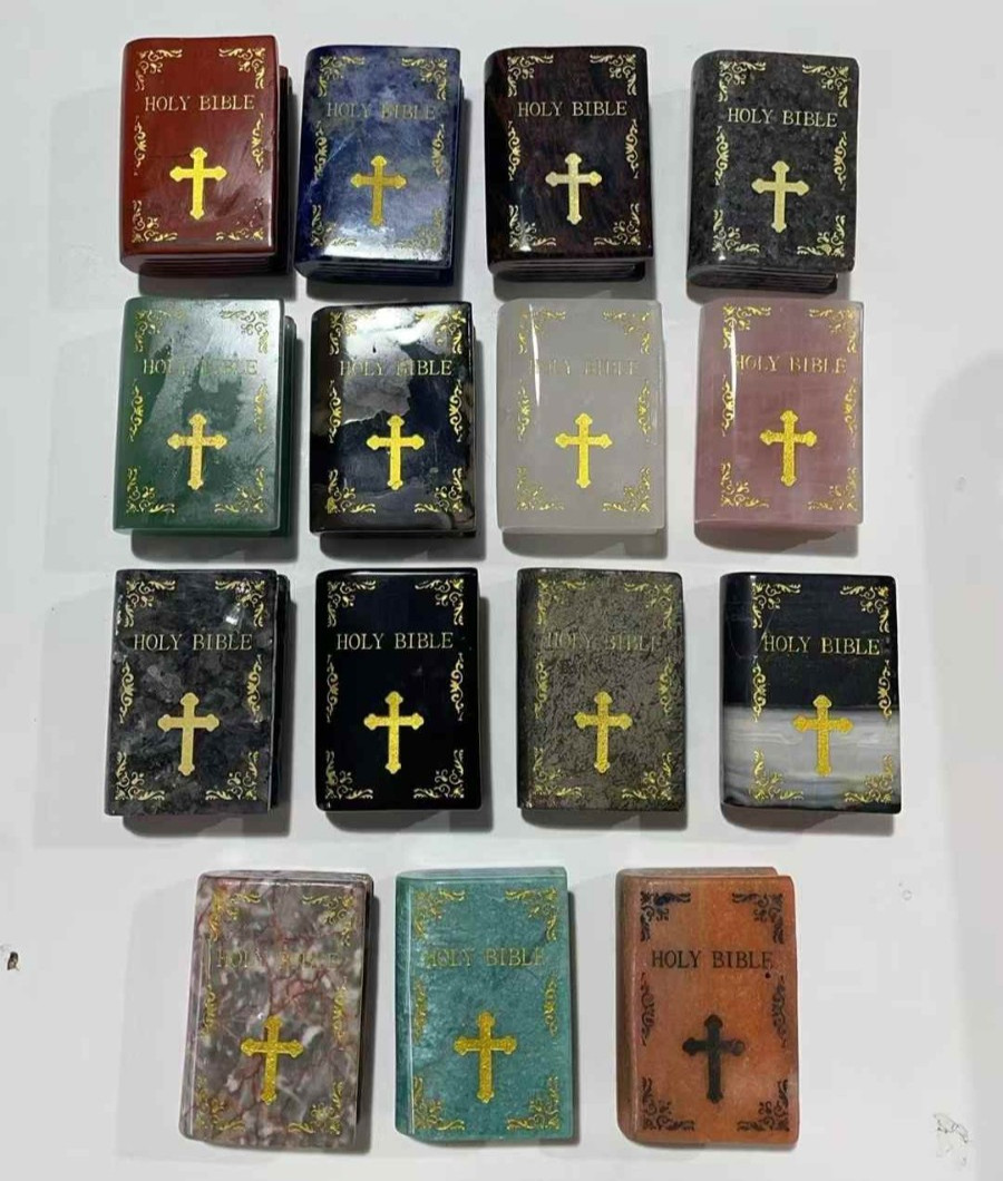 5pc Natural Mixed Quartz Carved Bible books Skull Crystal Reiki Decor 5pc Natural Mixed Quartz Carved Bible books Skull Crystal Reiki Decor