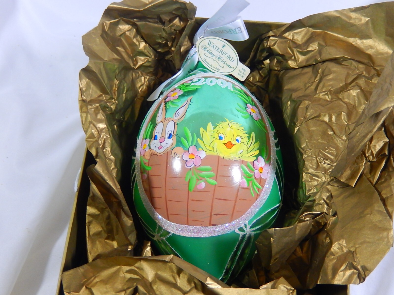 WATERFORD 2001 HOLIDAY HEIRLOOMS EGG ORNAMENT MOUTH BLOWN GLASS 7\