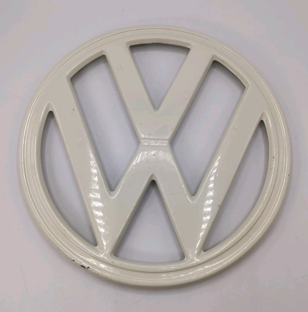Vintage VW Volkswagen Bus Van Nose Front Emblem 4 Pin 9.75in. Metal 9 3/4\ Vintage VW Volkswagen Bus Van Nose Front Emblem 4 Pin 9.75in. Metal 9 3/4\