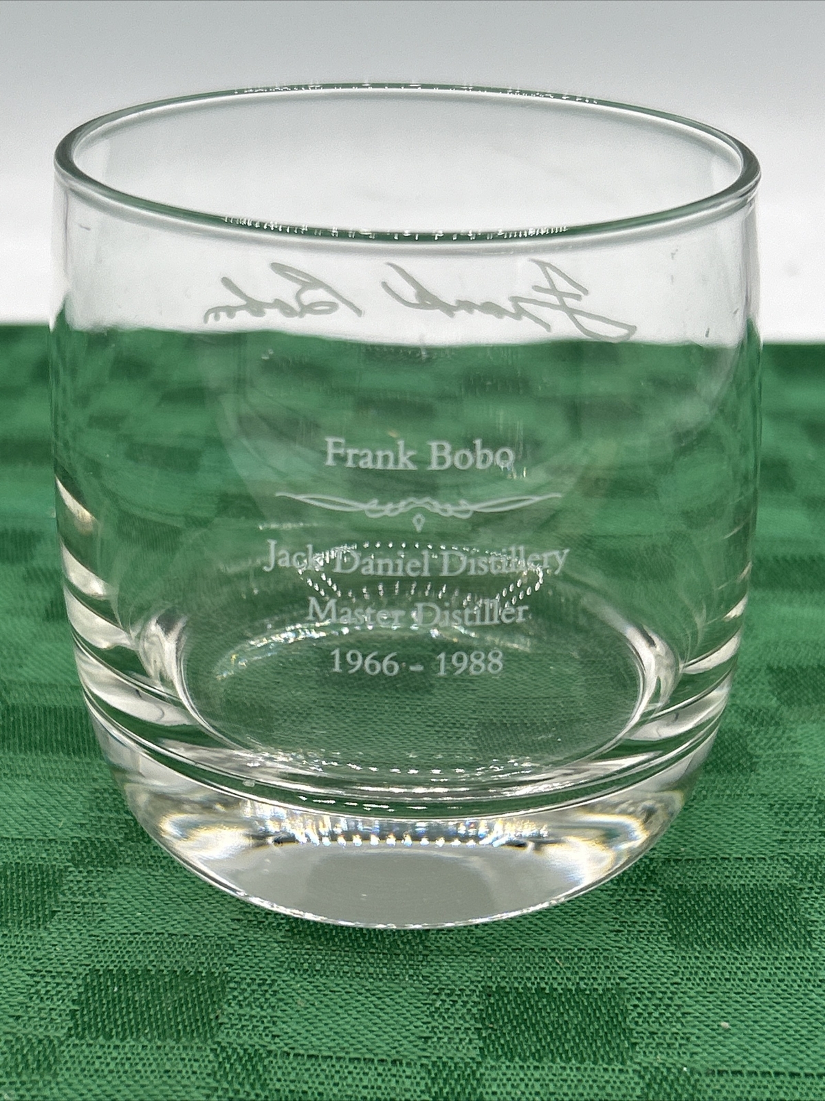 Genuine Jack Daniels Old No 7 Whiskey Rocks Glass Frank Bobo Master Distiller 