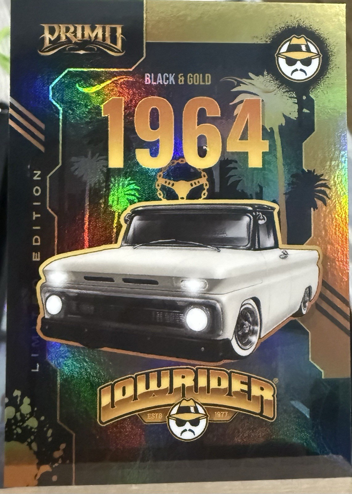 Rainbow Hologram Primo Lowrider Trading Card Black & Gold 1964 C-10